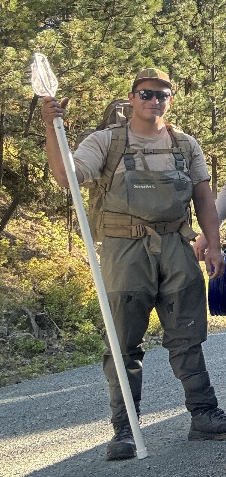Francisco Pickens in waders ready to net fish